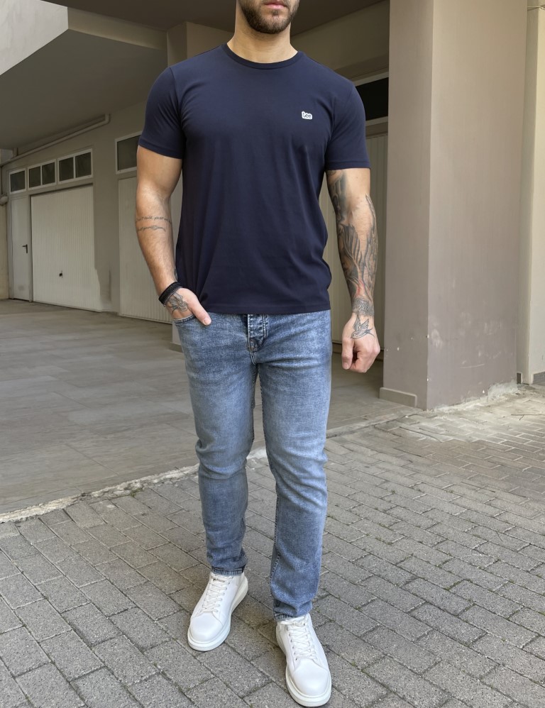 Lee SS Pach Logo Tee ανδρικό μπλε μπλουζάκι L60UFQ35 φωτογραφία